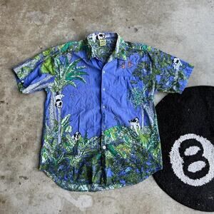 Vintage 90s Big Dogs AOP Hawaiian Button Up Shirt